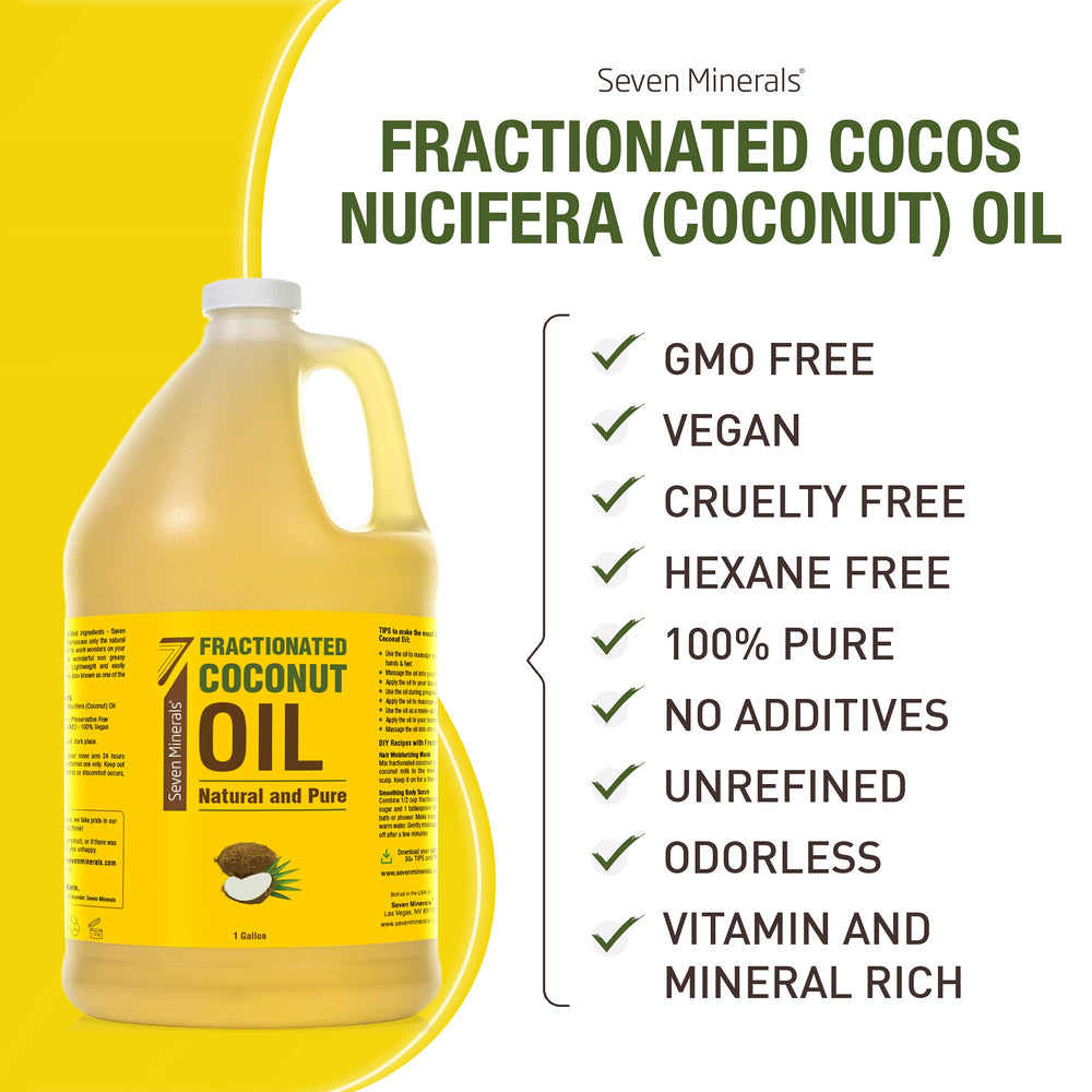 Seven Minerals bottle label front; 128 oz bulk carrier oil for diluting essential oils.