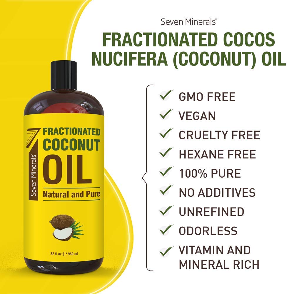 Close-up of Seven Minerals coconut oil label showing single-ingredient formula