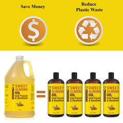Seven Minerals sweet almond oil for hair care, scalp massage, and shine.