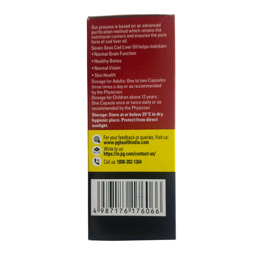 Seven Seas Cod Liver Oil capsules close-up for convenient daily use.