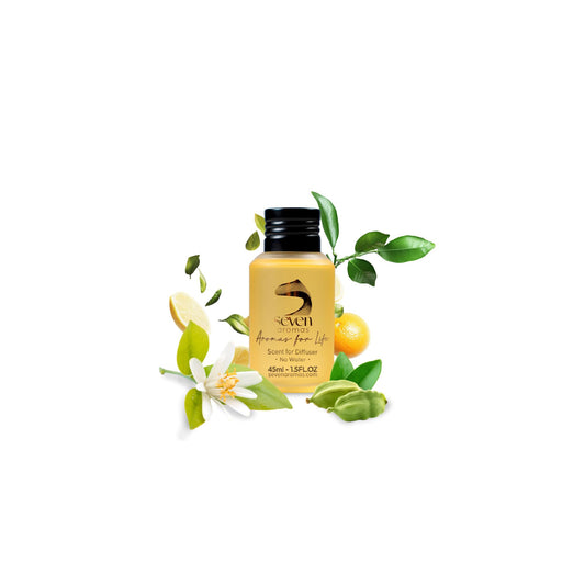 SevenAromas white-tea-diffuser-oil bottle boosts a calm lobby ambiance