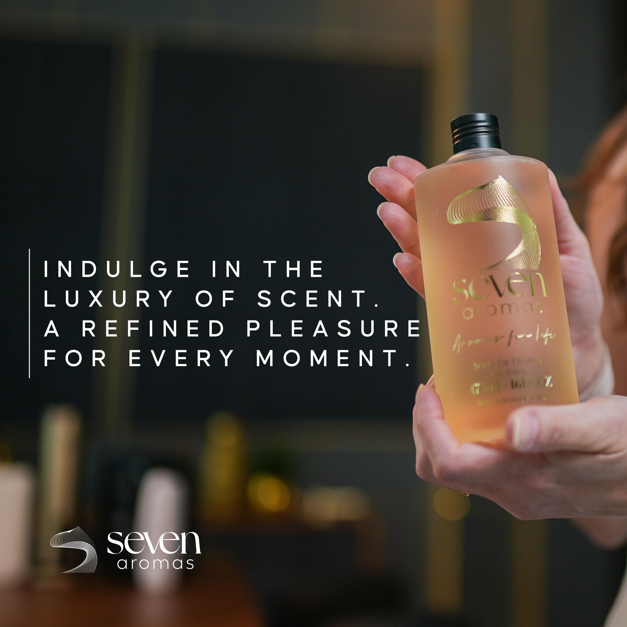 SevenAromas Soft Rain hotel-lobby scene suggesting premium fragrance