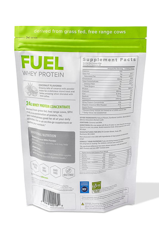 SFH Fuel label close-up highlighting grass-fed ingredients