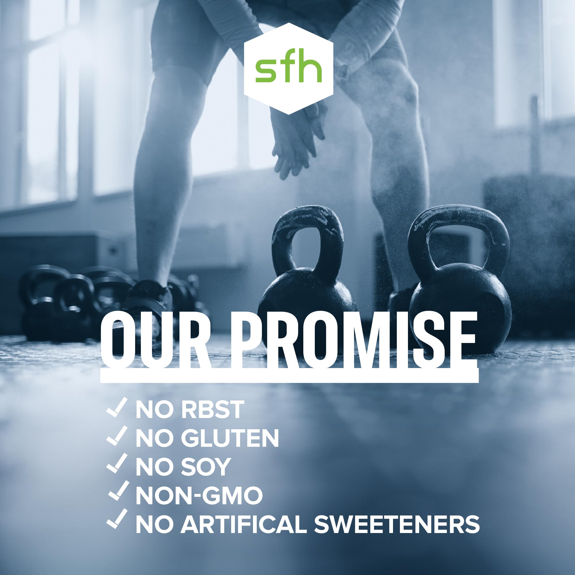 SFH Pure Whey Vanilla powder dispensing ensures accurate measurements.
