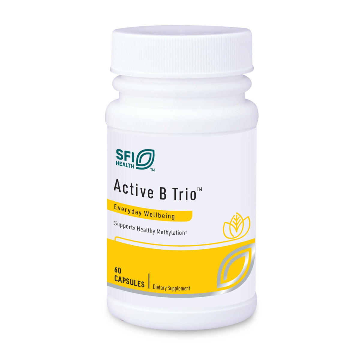 SFI Health Active B Trio bottle cap enables easy dosing for daily wellness.