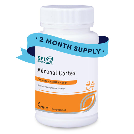 SFI Health Adrenal Cortex label indicates clinical-grade formulation for cortisol support.