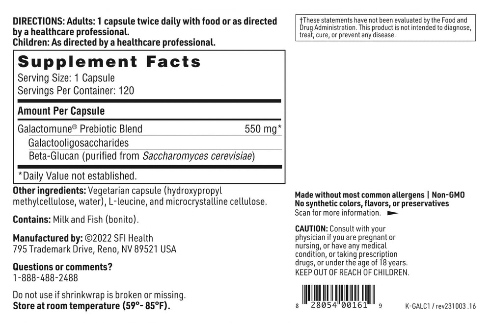 Key ingredients GOS and beta-glucan in Galactomune blend
