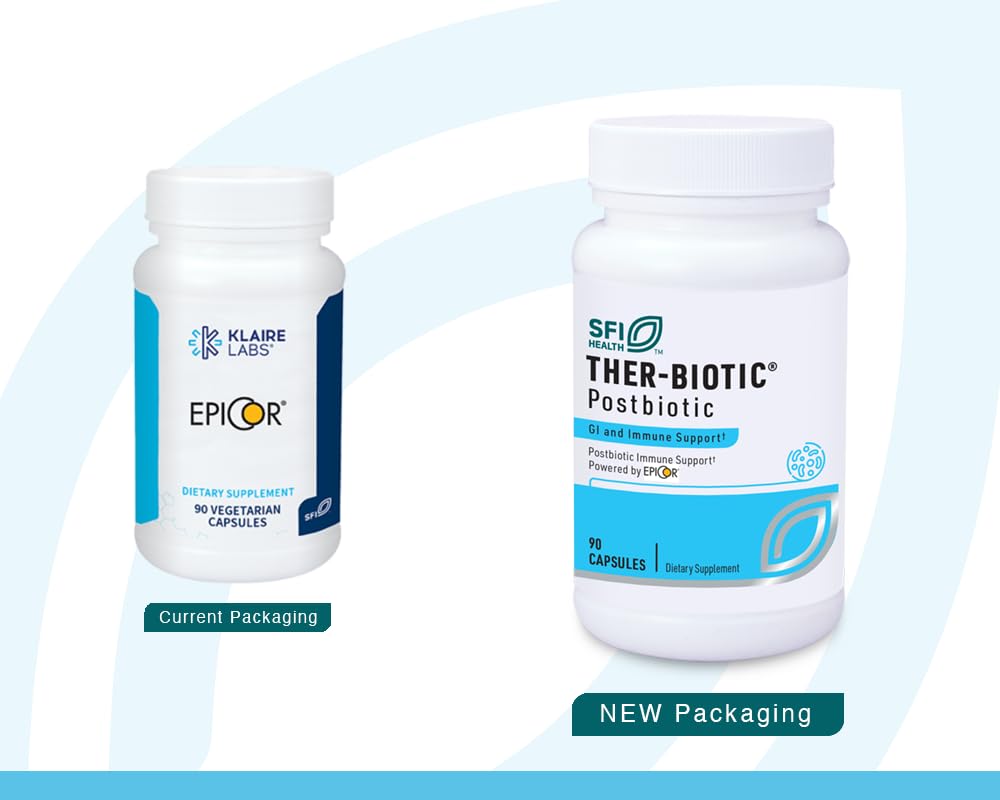Klaire Labs EpiCor bottle-package highlights soy-free and gluten-free immune wellness
