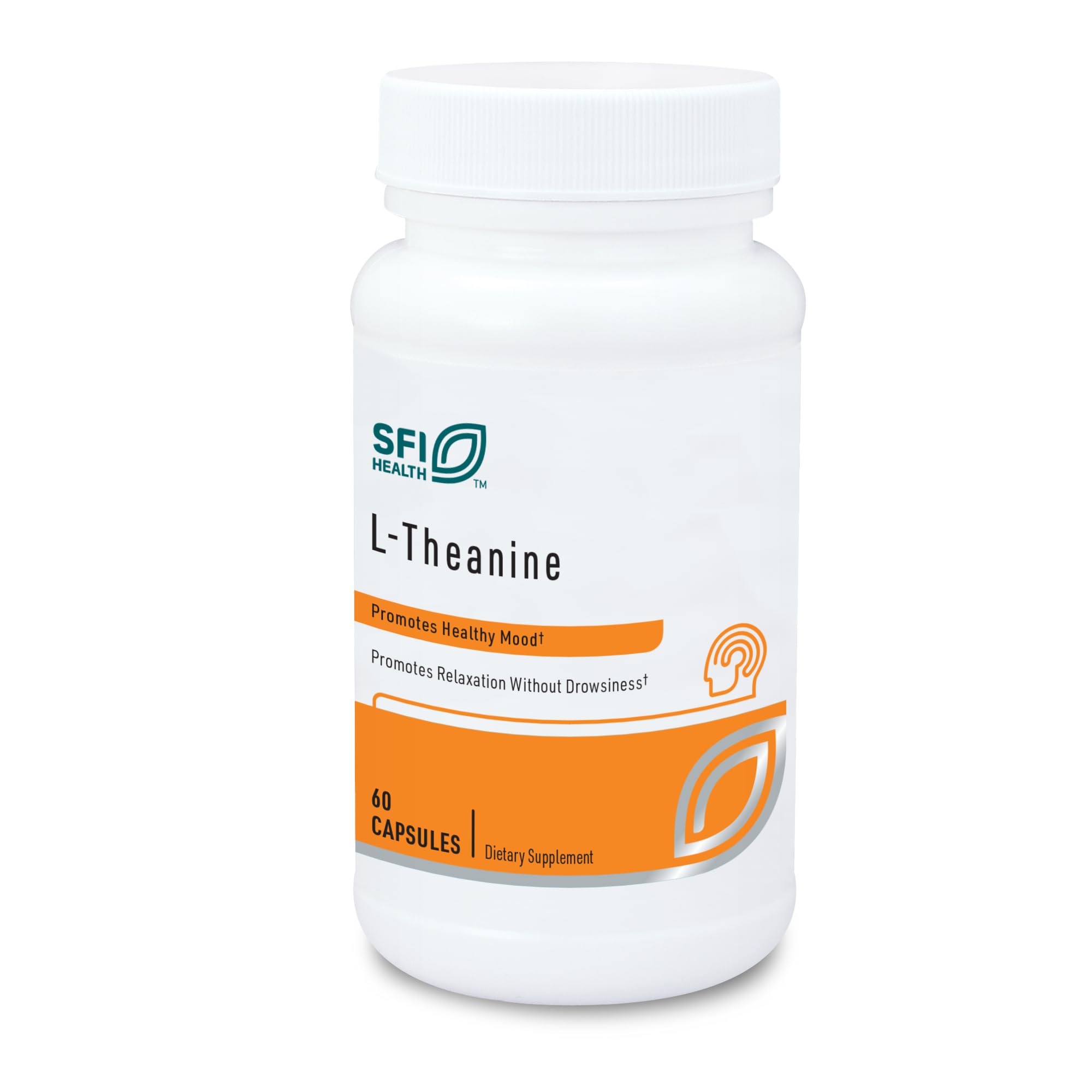 SFI Health Klaire Labs L-Theanine bottle pouring promotes relaxation.