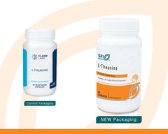 SFI Health Klaire Labs L-Theanine capsules close-up for calm focus.