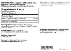 Suggested use for Klaire Labs Acetyl-L-Carnitine daily