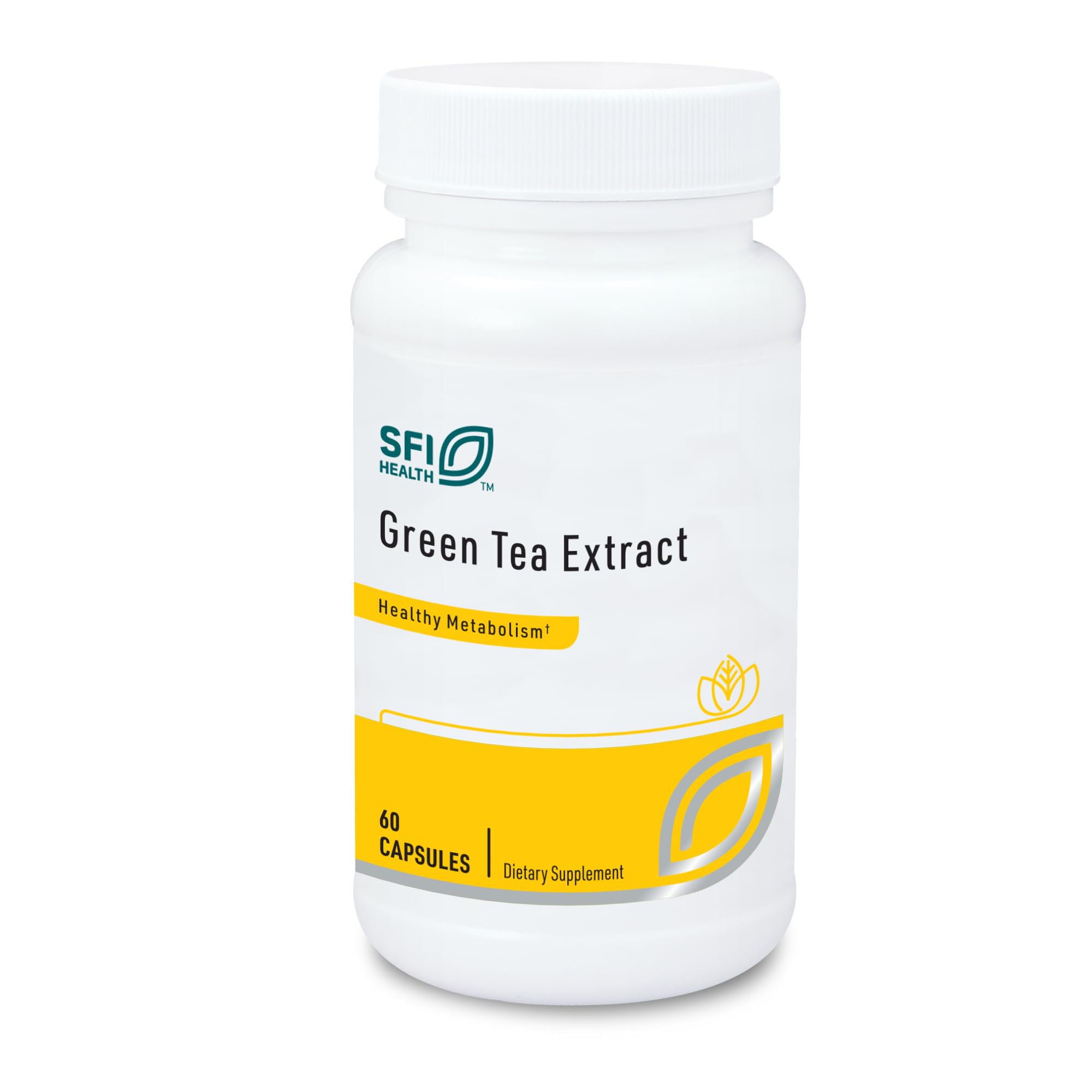 SFI Health Klaire Labs green tea extract bottle pour showing high polyphenol content.