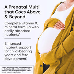 Iron label on Klaire Labs Prenatal bottle notes Ferrochel chelated iron for gentler digestion.