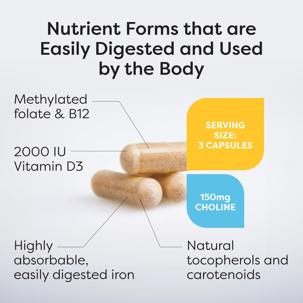 Nutrition label confirms 2,000 IU vitamin D on the Klaire Labs Prenatal bottle.