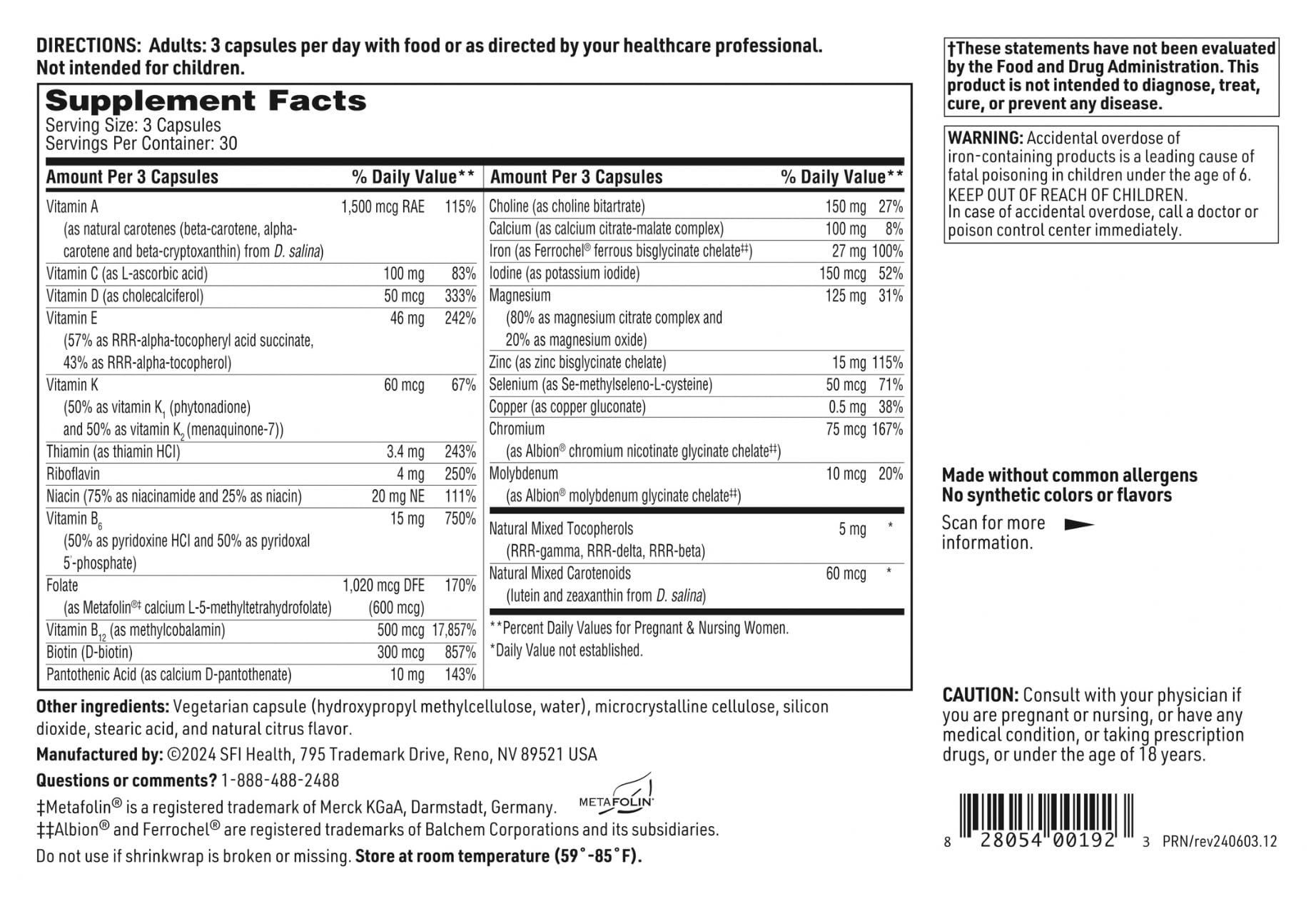Packaging badge shows Klaire Labs is now part of SFI Health.