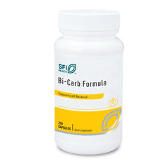 SFI Health sodium and potassium bicarbonate capsules in bottle supporting pH balance.