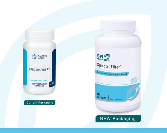 SFI Health SpectraFiber bottle back showing directions and allergen info