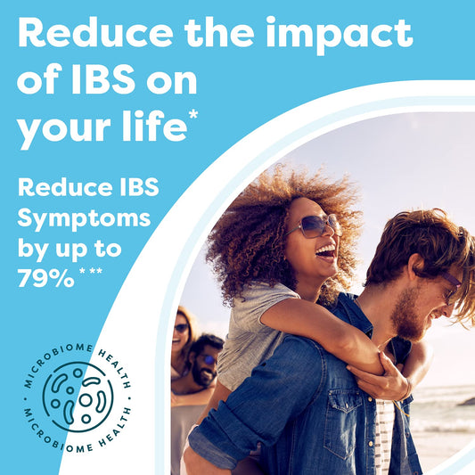 Ther-Biotic Pro IBS Relief capsules close-up ready for daily use.