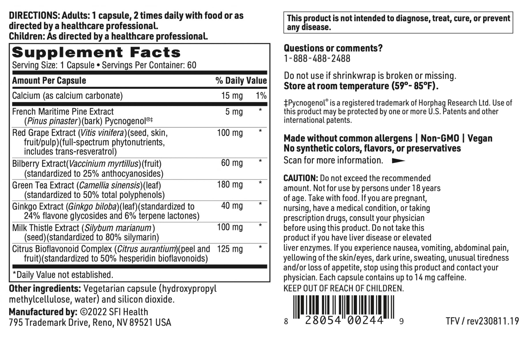 SFI Health Theraflavone bottle emphasizes pine bark extract antioxidant activity