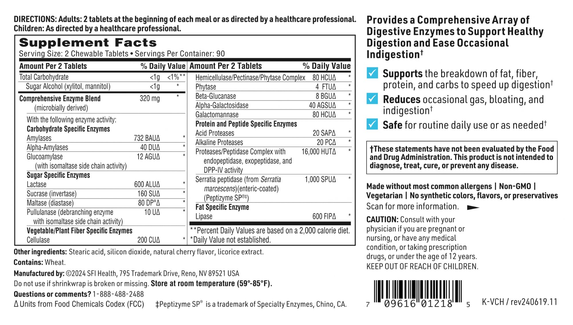 SFI Health Vital-Zymes cherry flavor chewables offer tasty digestion support