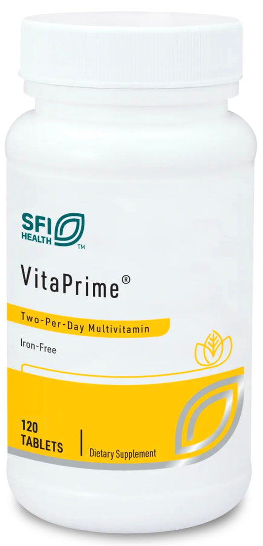 SFI Health VitaPrime bottle with tablets shown for daily immune-support nutrition