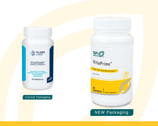 VitaPrime tablets shown for two-per-day balanced micronutrients