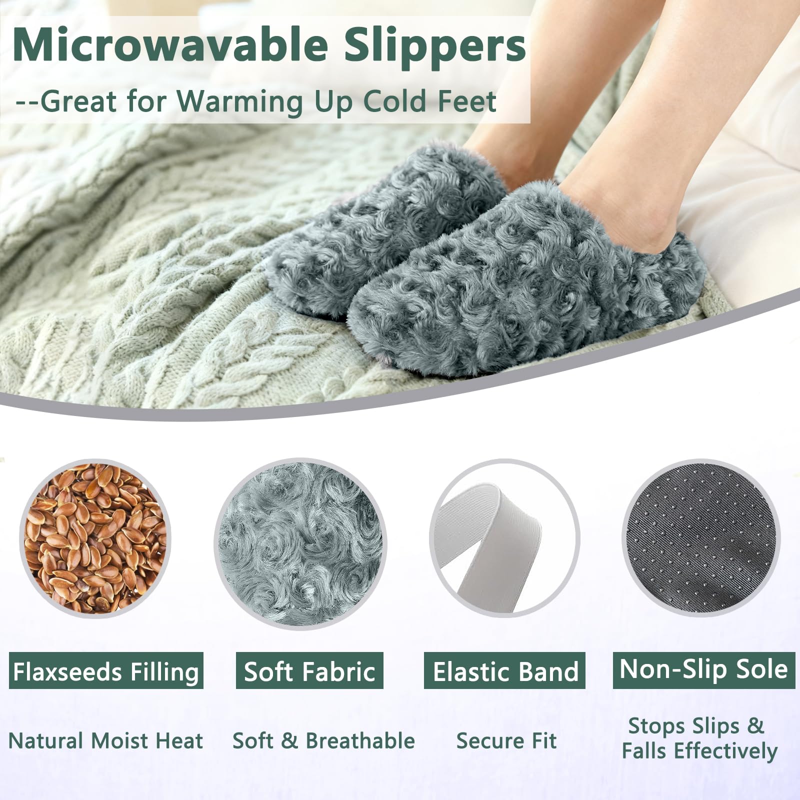 Sfiocoopck microwavable slippers closeup of washable cover for easy cleaning