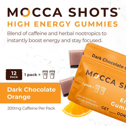 SGC Mocca Shots closeup shows rich orange chocolate flavor and focus energy.