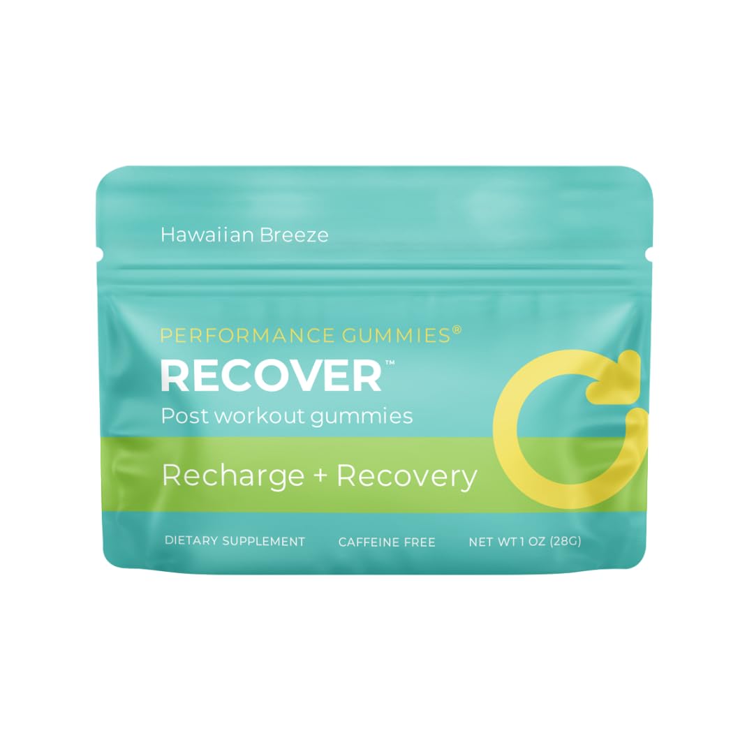 Close-up of SGC Recover Gummies on-the-go packaging for convenient recovery.