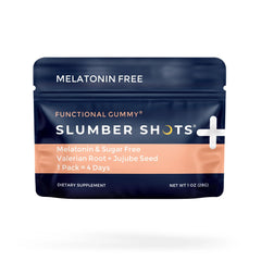 SGC Slumber Shots bottle label highlights herbal blend for calm evenings.