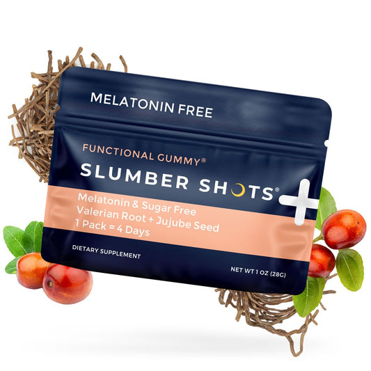 SGC Slumber Shots gummies closeup highlights chewy texture ideal for bedtime rituals.