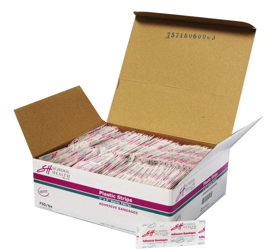 SH School Health bulk adhesive bandages 1x3 pack with secure protection for minor cuts.