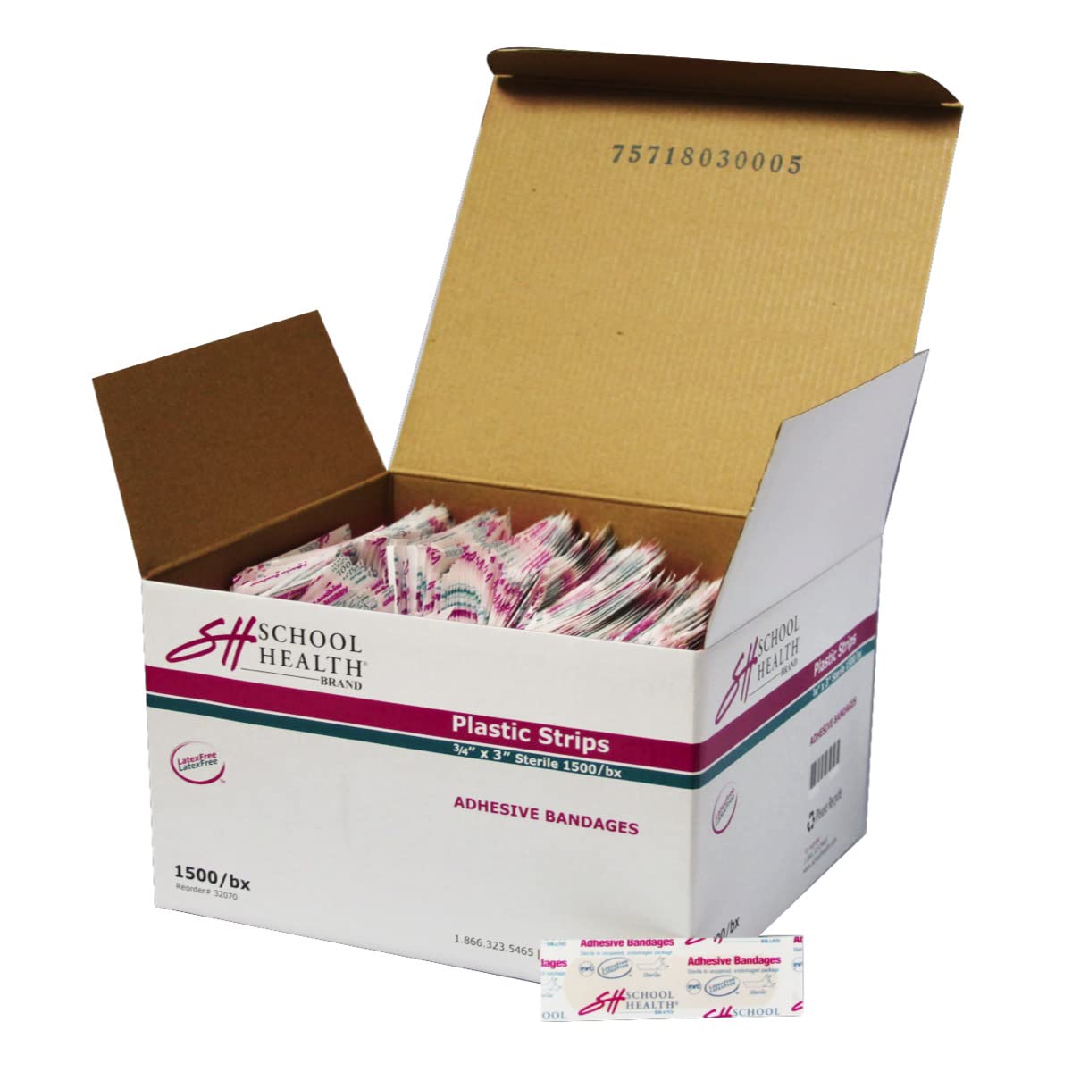 SH School Health bulk bandages, 1500-count, ideal for school first aid kits and wound care.