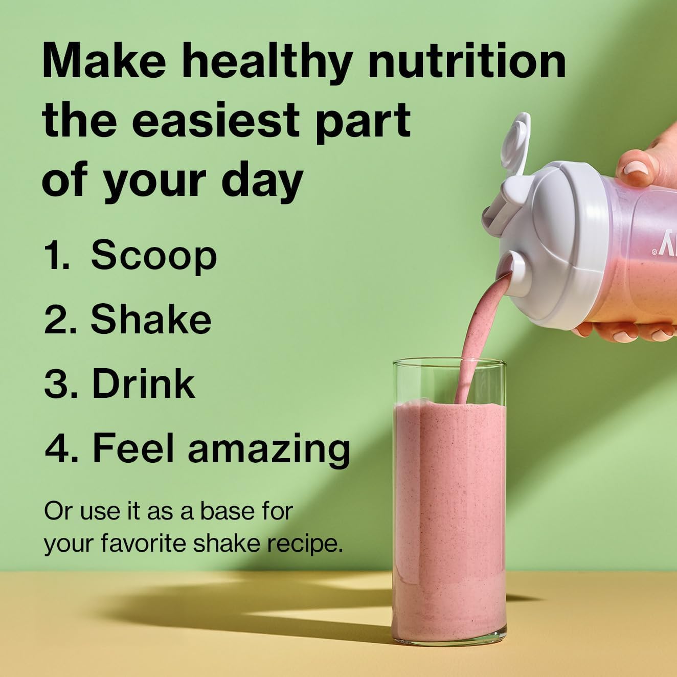 Shakeology Cafe Latte set in kitchen for quick daily nutrition.
