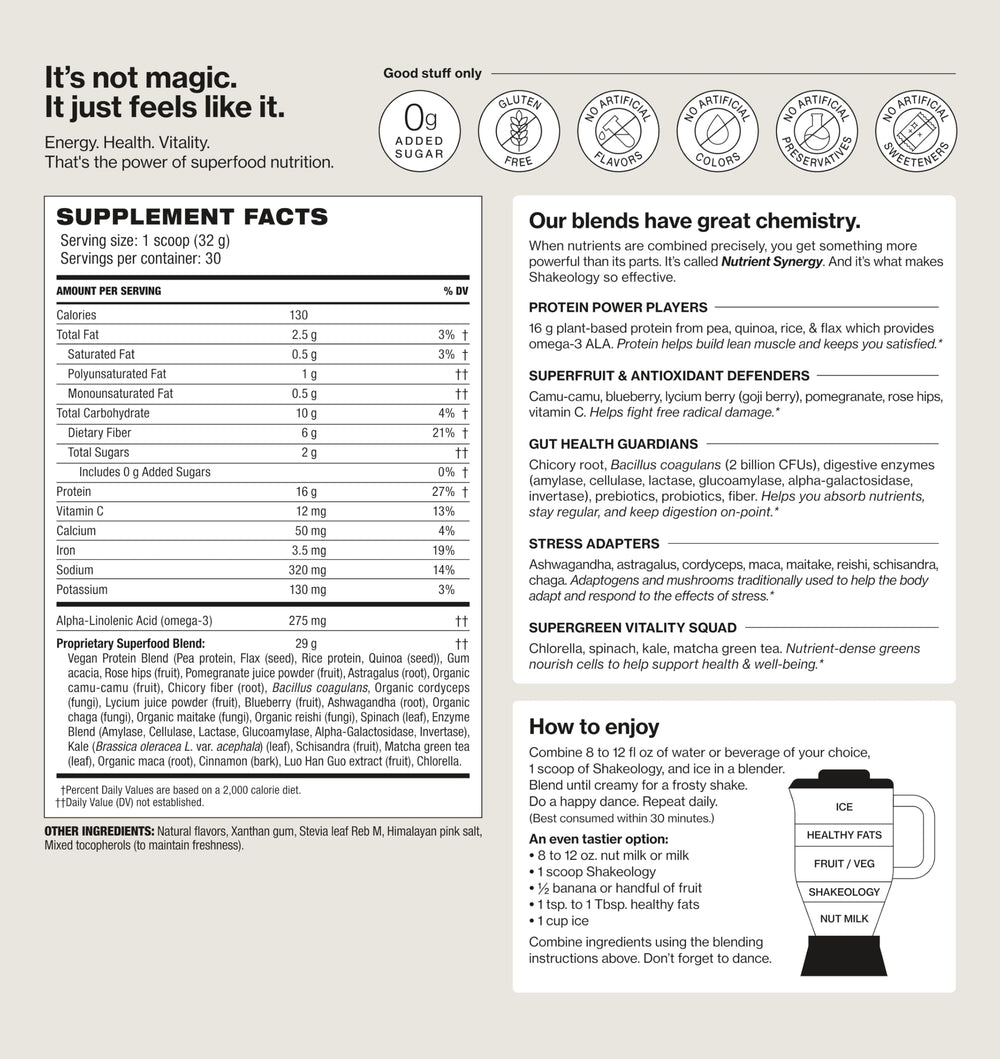Shakeology vanilla protein powder dry scoop for convenient daily use