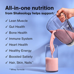 Shakeology vanilla shake in glass ready-to-blend for daily energy