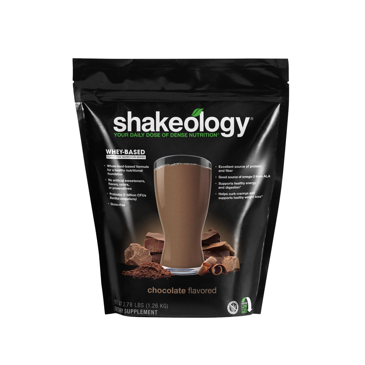 Shakeology whey protein blend jar with rich nutrition for balanced meals.