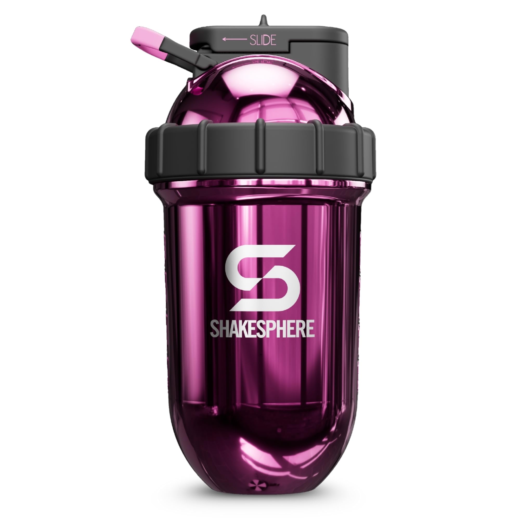 Shakesphere 24oz stainless steel shaker cap keeps drinks secure for workouts.