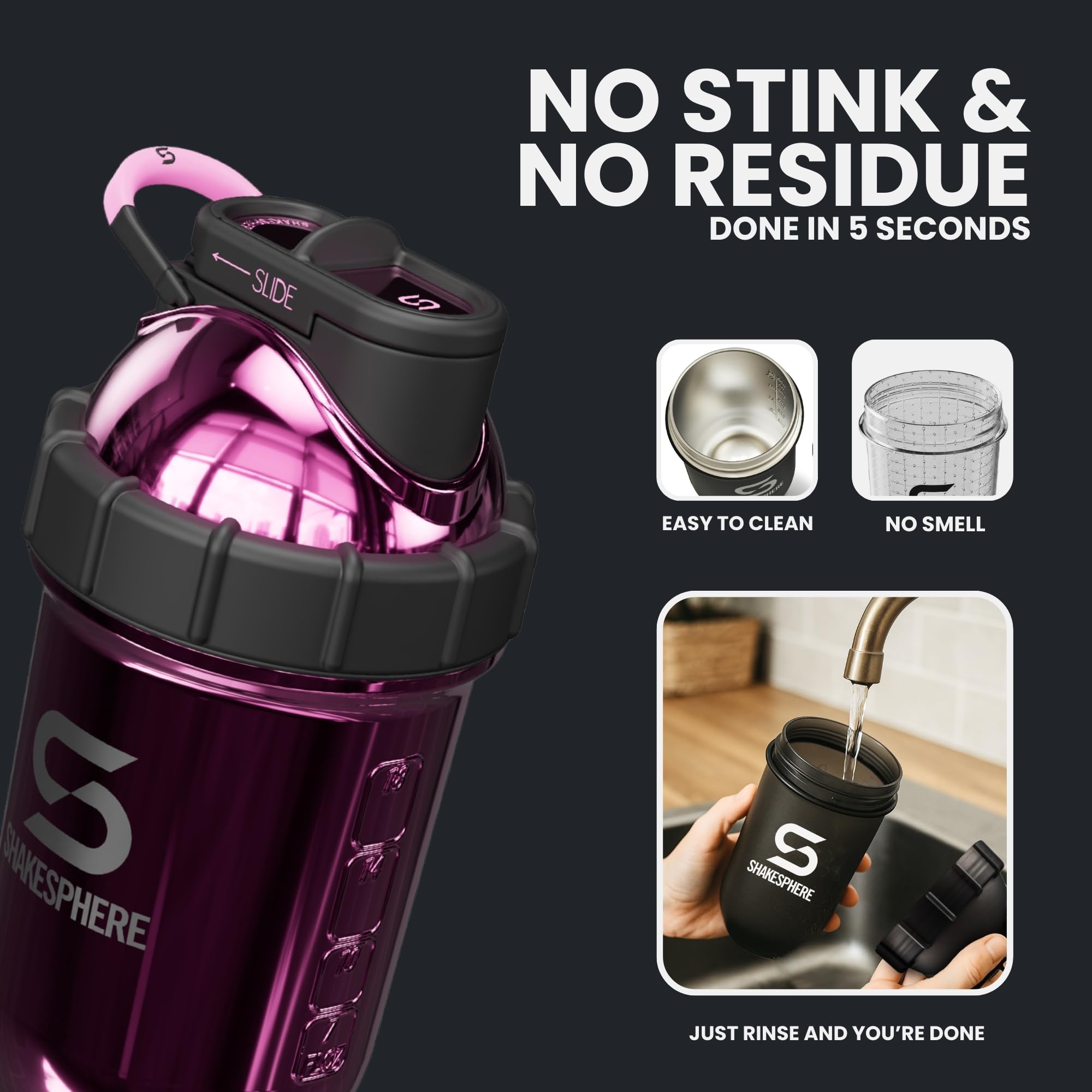 Shakesphere post-workout recovery shake on the go ready after workouts.