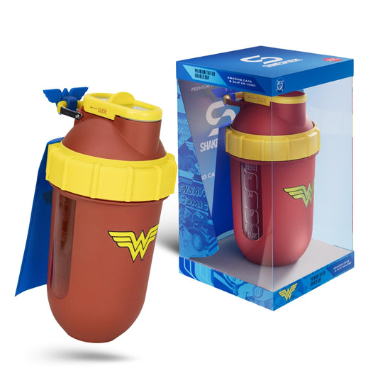 SHAKESPHERE Wonder Woman edition bottle with capsule design for smooth shakes