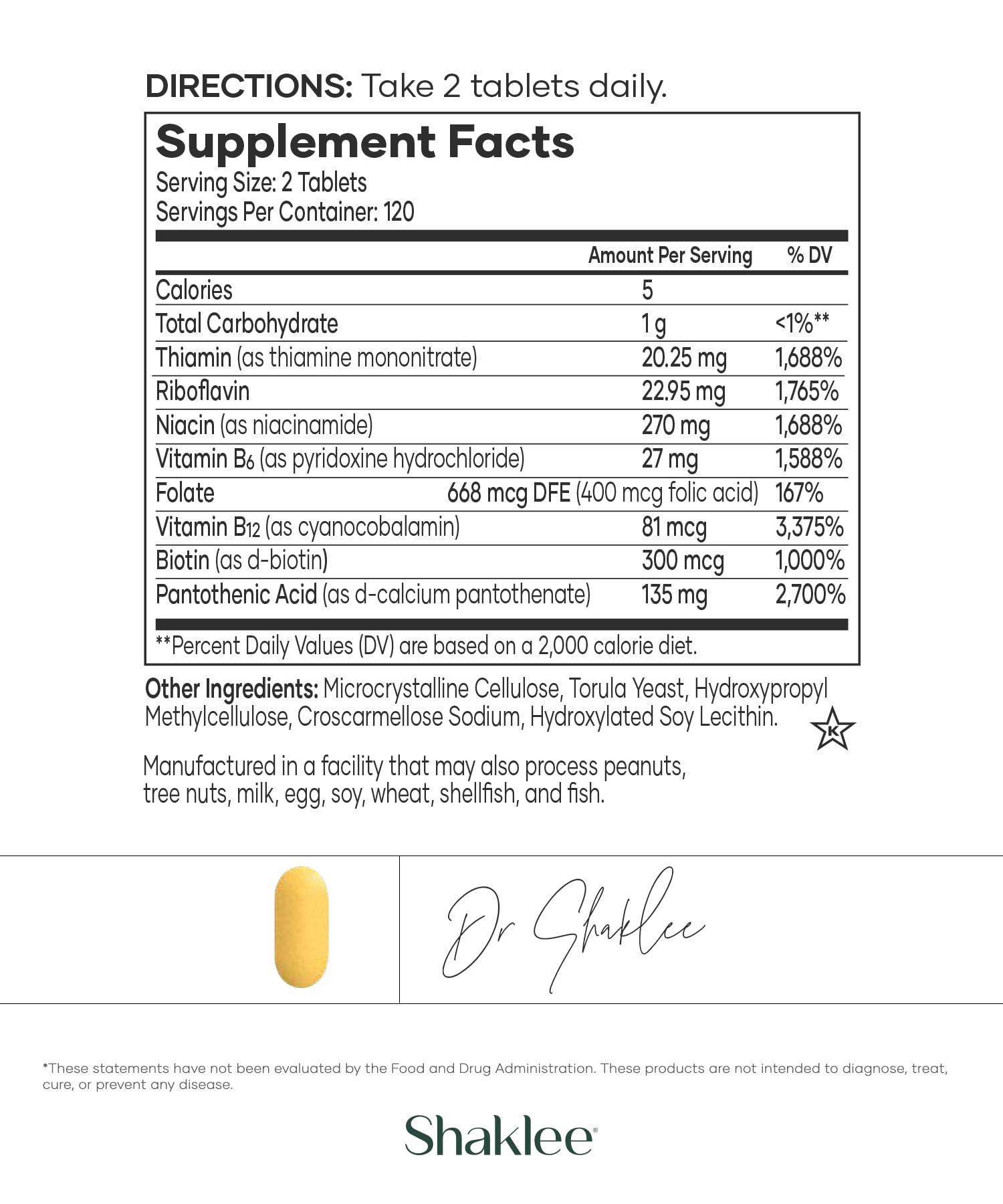 Shaklee B-Complex label detail with Bioactivated Absorption System