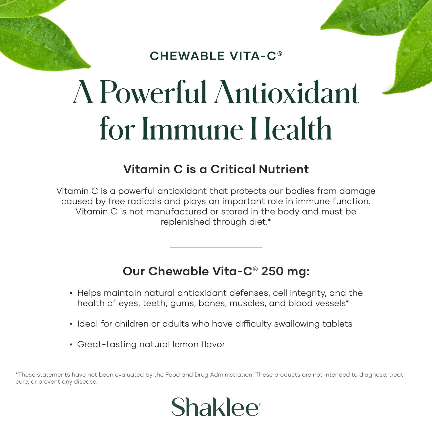 Shaklee Vita-C 250mg lemon chewables for the whole family in daily routine.