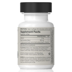 Shaklee Dream Serene bottle label close-up highlighting melatonin and botanicals