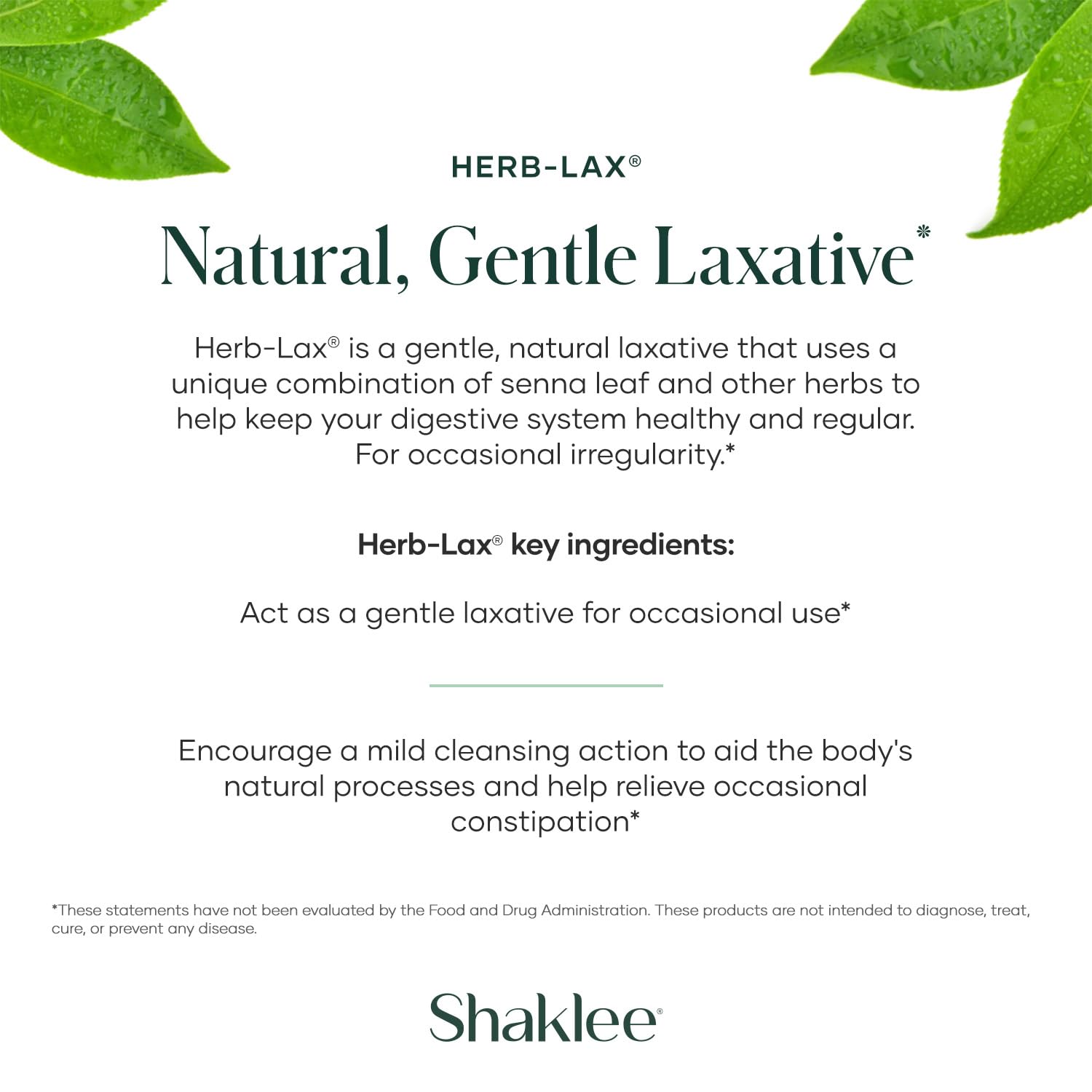 Shaklee Herb-Lax herbal ingredients highlighting natural digestive support