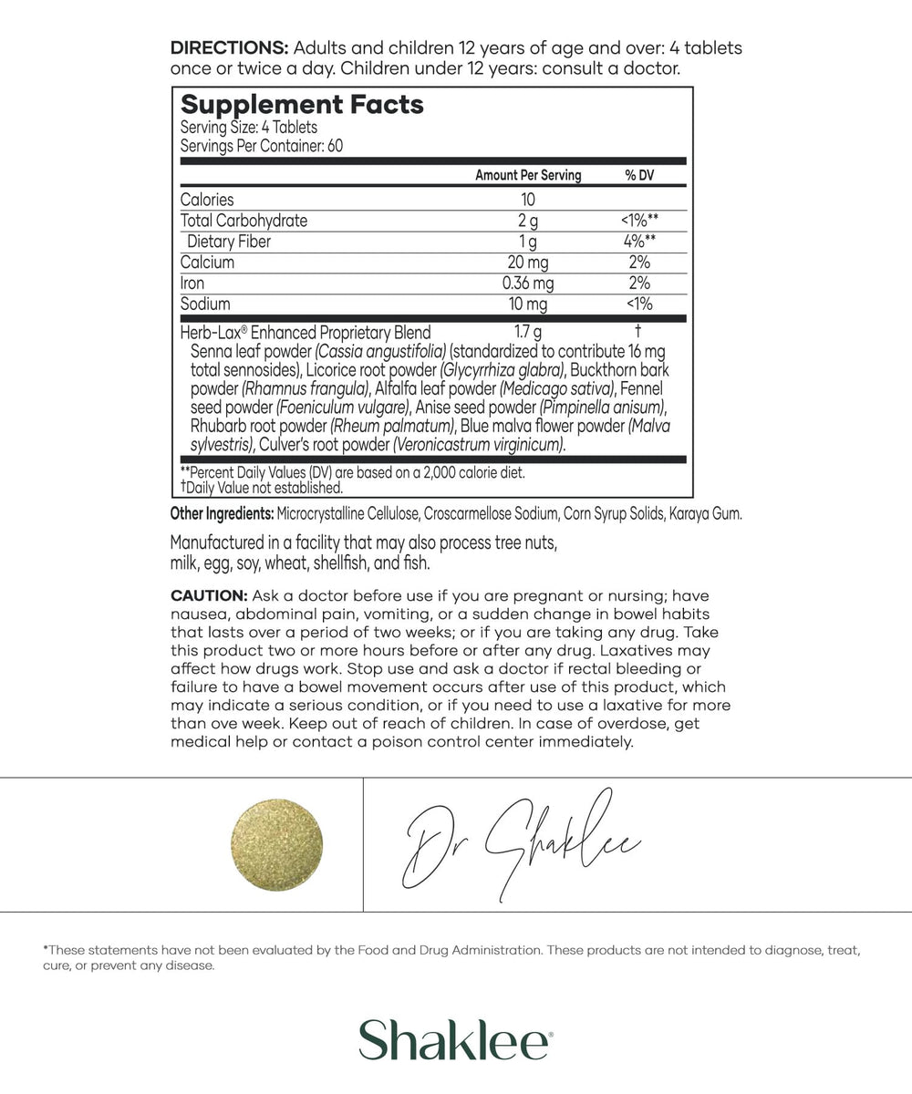 Shaklee Herb-Lax senna leaf blend for gentle regularity