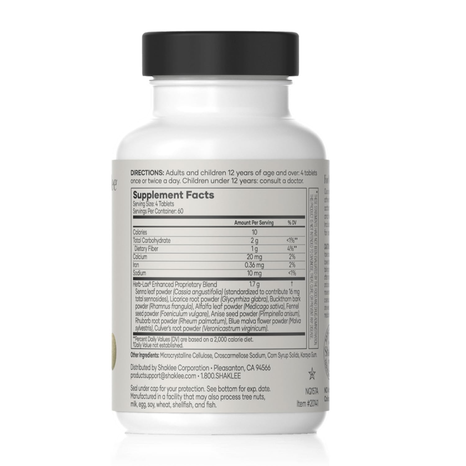Shaklee Herb-Lax tablets close-up highlighting natural herbal blend
