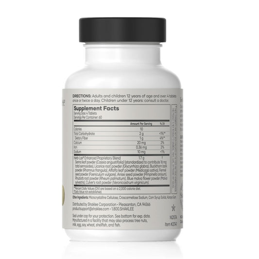 Shaklee Herb-Lax tablets close-up highlighting natural herbal blend