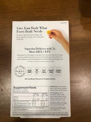 Shaklee Omega-3 Gellys packaging on counter highlighting 30 gummies for on-the-go use