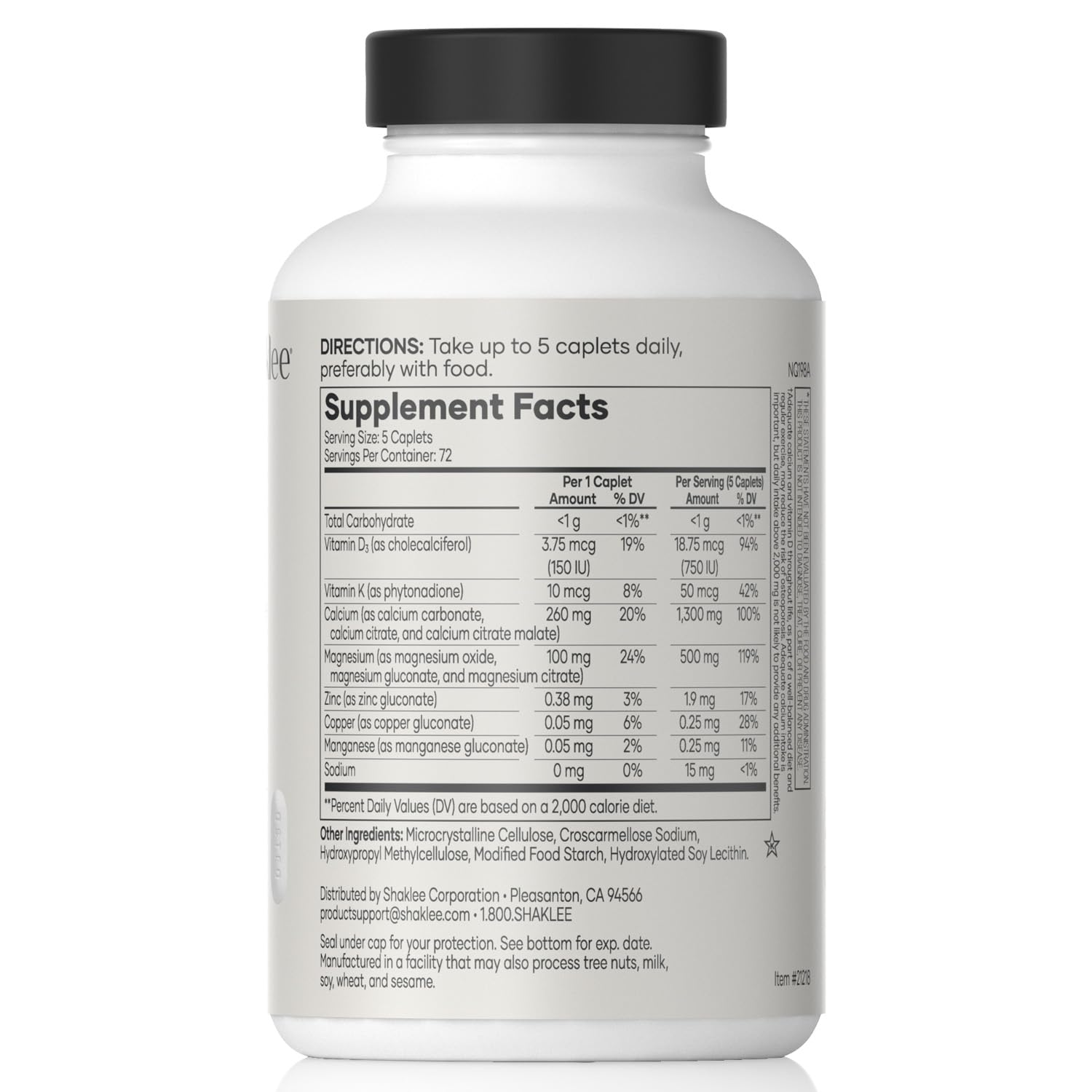 Shaklee OsteoMatrix bottle with dosage card for easy daily regimen.