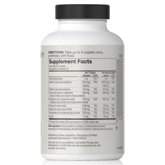 Shaklee OsteoMatrix bottle with dosage card for easy daily regimen.